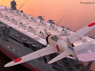  Aircraft Carrier Kaga with Fighter Jets on Board 