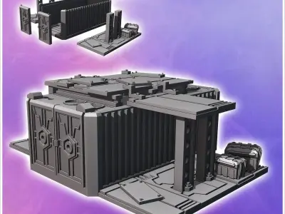 Container shelter with crates and metal awning 6 - Modern WW2 WW 3D print model