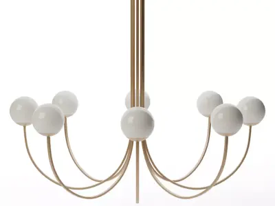 Caroline Wide 8-Light Chandelier - Brushed Gold and Etched Glass Low-poly 3D model