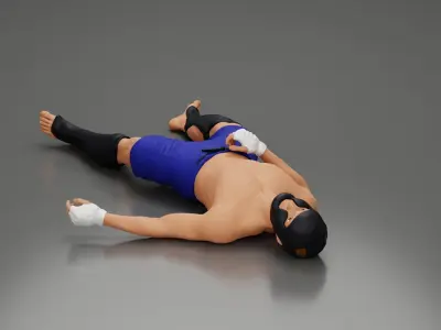 Defeated fighter lying on the floor after the battle 3D print model