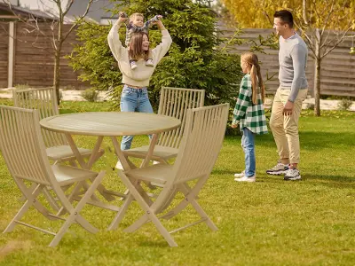 Table wooden with 4 chairs 3D model