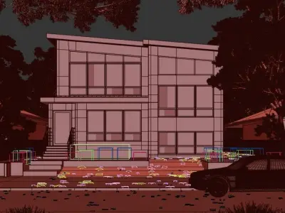 Modern House Exterior 3D Model  Realistic Visualization Low-poly 3D model