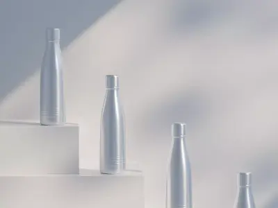 Water Bottle with studio Light  file ready Low-poly 3D model