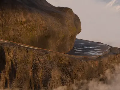 Realistic Cliffside Mountain Road Above Clouds 3D model