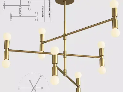 Luster Atomium Chandelier - Lambert and Fils 3D model