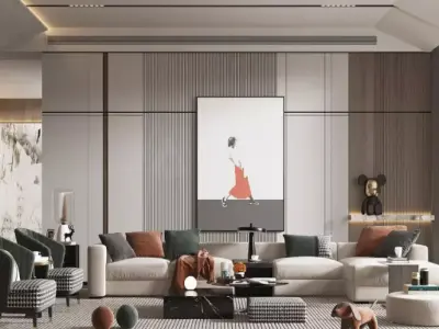 modern living room 3D model