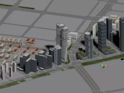 Curved Glass Skyscraper with Terraced Asian Garden Podium 3D model