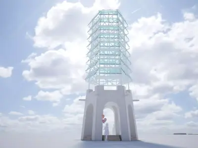 Hexagon Glass Observation Silk Road Tower 3D model