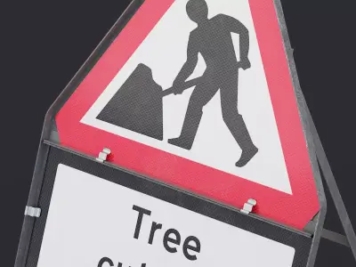 Triangular Road Cutting Works Signs 01 3D Model Pack