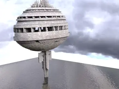 Space station skyscraper city 3D model