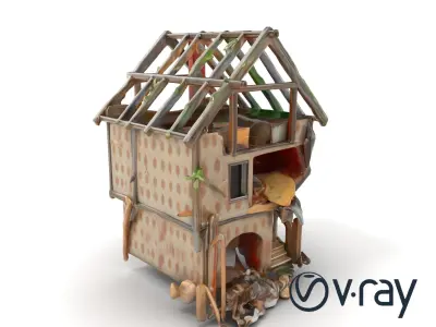 Abandoned Homestead Ruins Architectural model pack Low-poly 3D model