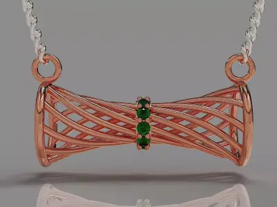 Elegant twisted wire bow necklace with central stone setting Free 3D print model