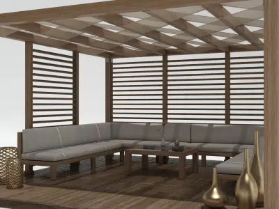 Wood Gazebo 3D model
