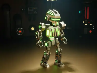 Sci-fi Robot X-25-3 low-poly stylized Low-poly 3D model