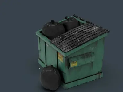 Garbage Dumpster Low-poly 3D model