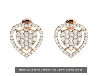 8 Love Heart Valentine Diamond Head Light Wt Earrings 3dm stl 3D Model Pack