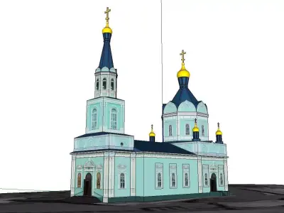 Architecture-Religion-God-Culture-Temple-023 church with two ... 3D model