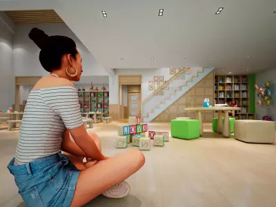 Modern kindergarten activity room Low-poly 3D model