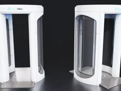 Futuristic Glass Security Scanner Booth Low-poly 3D model