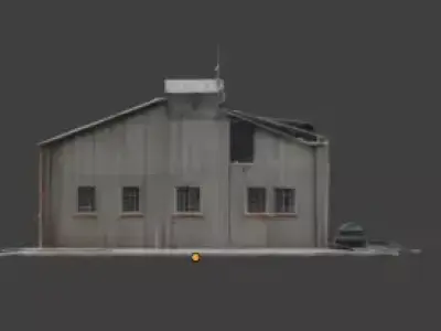 Ruined Industrial Warehouse Factory 3D Model Low-poly 3D model