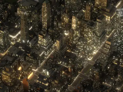  Manhattan District Night block01 Low Poly 