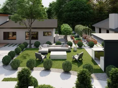 3D Exterior Scene 3D model design garden and landscape 3D model 12