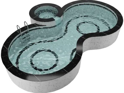 Pool with Jacuzzi Low-poly 3D model