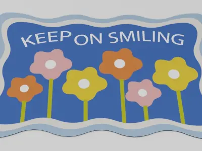 Keep On Smiling Floral Door Mat 3D model