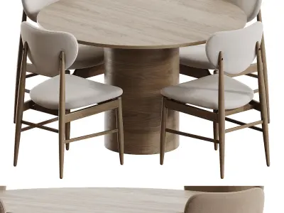 Downtown Chair and Tulip Dining Table 3D model