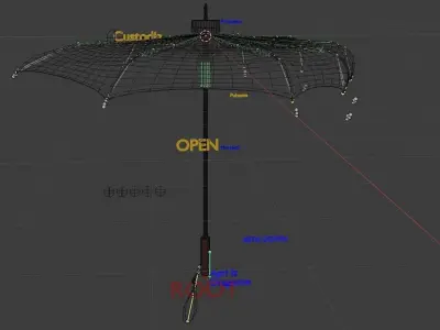 Outdoor Umbrella Fully Rigged 3D model