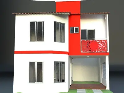 Latin twins house with internal spaces 3D model