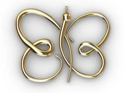 Butterfly pendant 3D print model 4