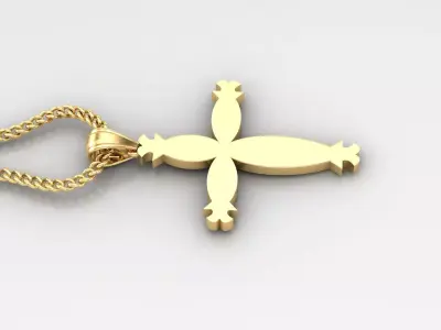 Light Gold 18K Cross Pendant 1CP066 3D print model