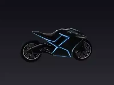 Sleek Futuristic Motorcycle with Luminous Blue Accents 3D model