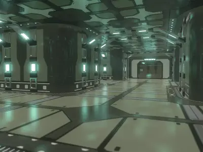 Lowpoly Scifi Modular Corridor 2 Low-poly 3D model