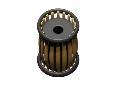 Circular cage type wooden trash can Low-poly 3D model