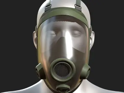 Gas mask protection isolated helmet  Low-poly 3D model