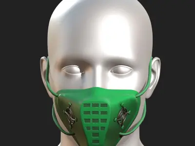 Gas mask respirator military combat Green plastic  Low-poly 3D model