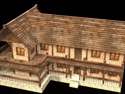 Old Rustic Medieval Cottage 3D Asset Low-poly 3D model