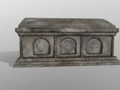 tomb 5 stone casket Low-poly 3D model