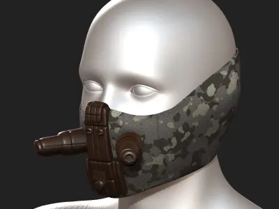 Gas mask respirator scifi futuristic 3d  Low-poly 3D model