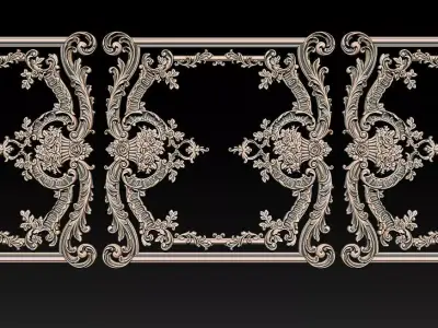 Ornamental Relief CNC Model for Wooden Doors and Wall Panels 2B 3D print model