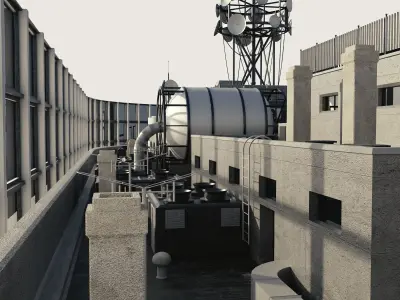 Building Skyscraper City Town Downtown Street Futuristic Utopia Low-poly 3D model