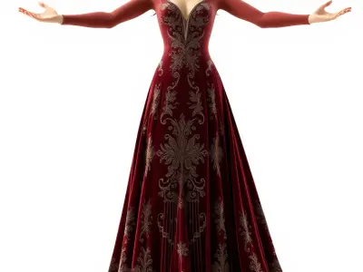 Regal Gown Character  D Model Rigged and Animated Low-poly 3D model