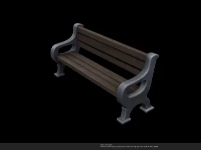 Stylized Wooden Park Bench - AI Low-poly 3D model purchase