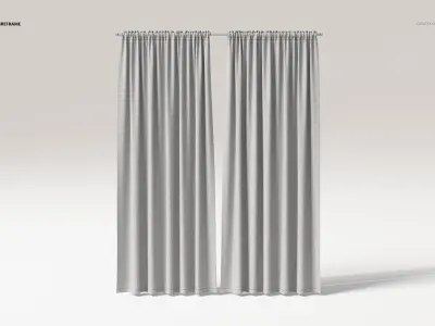 Rod Pocket Curtains 3D Model 3D model