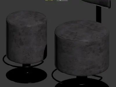 Leather bar stools Low-poly 3D model