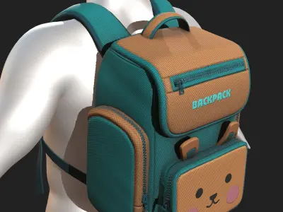 Backpack Camping bag baggage pockets product  Low-poly 3D model