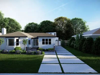 3D Exterior Scene 3D model design garden and landscape 3D  3D model get