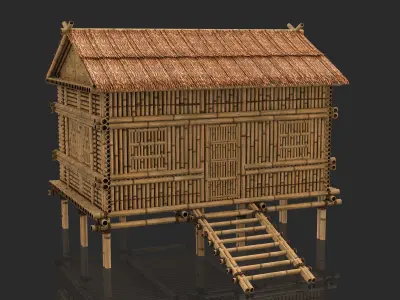 Bamboo House 1 - Jungle Hut 3D model